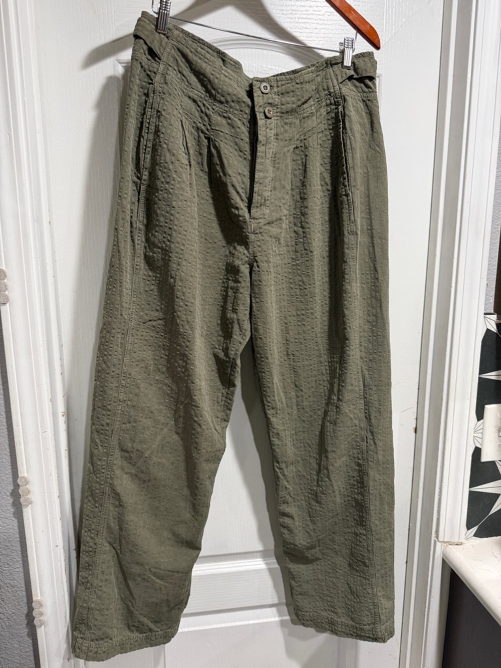 Free People Women’s Olive Green Casual Cotton Pants